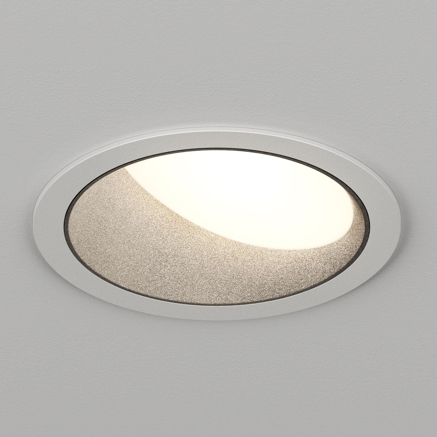 Atomos 2 Slim Round Wall Wash Recessed Downlight - IC Airtight Housing - Dry/Damp Location Rated - White Powder Coat/Black Baffle - Warm Dim (3000K - 1800K) by Lucifer Lighting