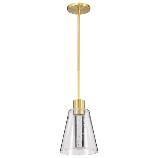 Aura - 7 Inch LED Pendant - Brushed Brass - K9 Bubble Crystal - 3000K CCT - Satco 62-2181
