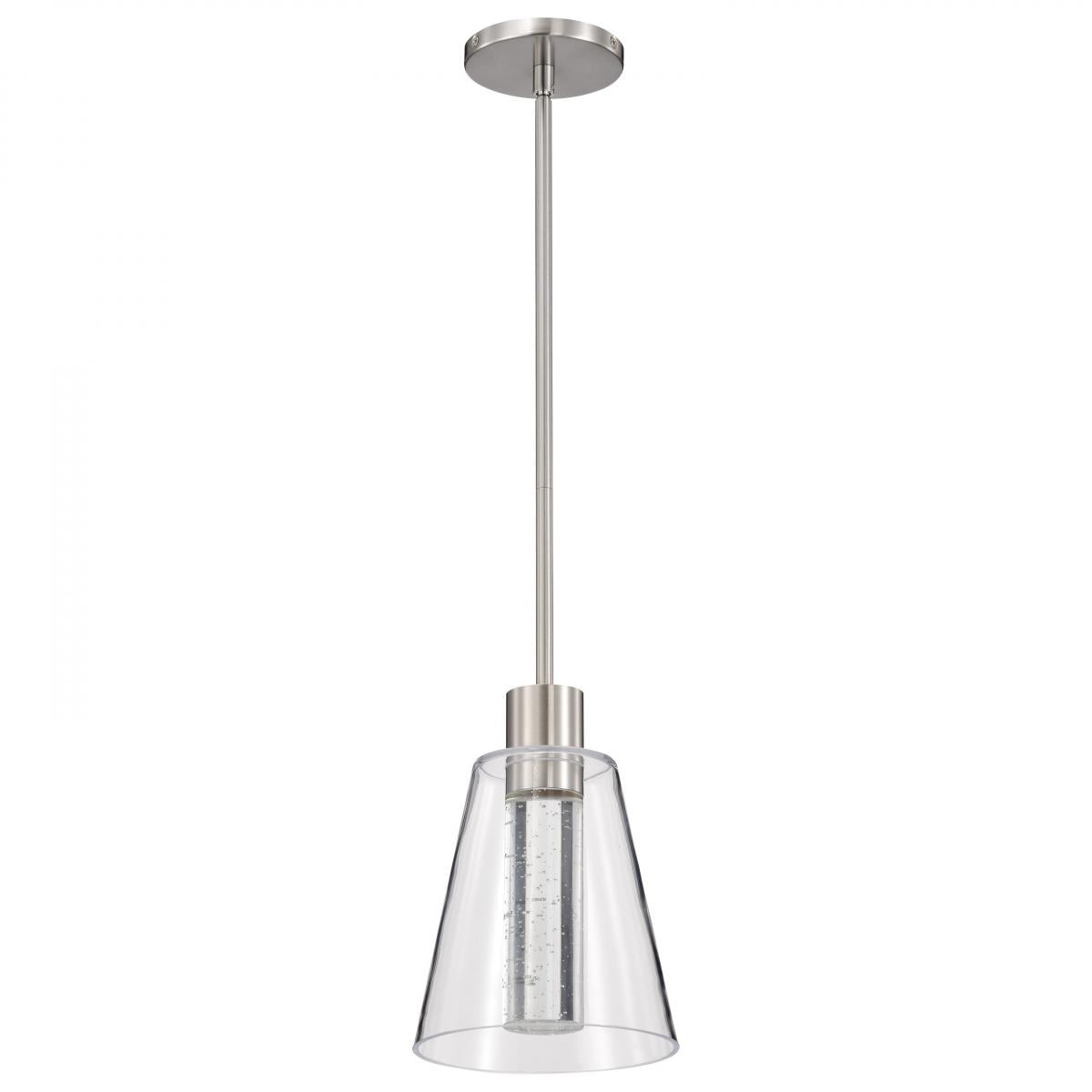 Aura - 7 Inch LED Pendant - Brushed Nickel - K9 Bubble Crystal - 3000K CCT - Satco 62-2191