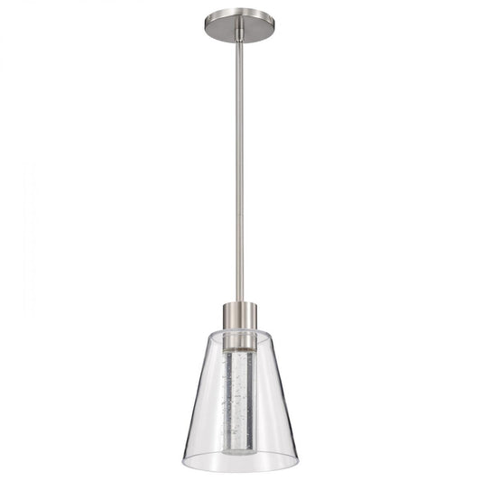 Aura - 7 Inch LED Pendant - Brushed Nickel - K9 Bubble Crystal - 3000K CCT - Satco 62-2191