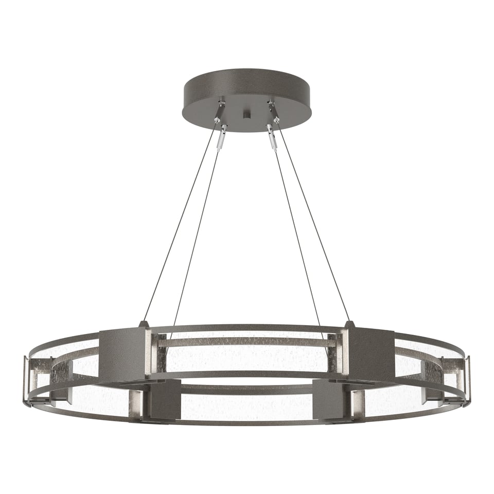 Aura Glass Pendant - Dark Smoke - Clear Seeded Glass by Hubbardton Forge