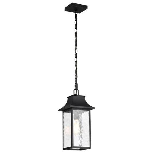 Austen Collection Outdoor 17 inch Hanging Light - Matte Black Finish with Clear Water Glass - Satco 60-5996