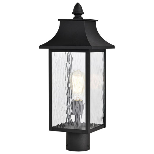 Austen Collection Outdoor 20 inch Post Light Pole Lantern - Matte Black Finish with Clear Water Glass - Satco 60-5995