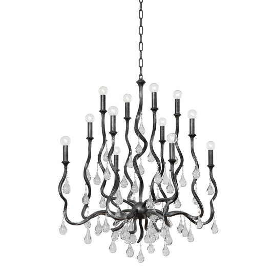 Aveline Chandelier - Black Silver Leaf by Corbett Lighting