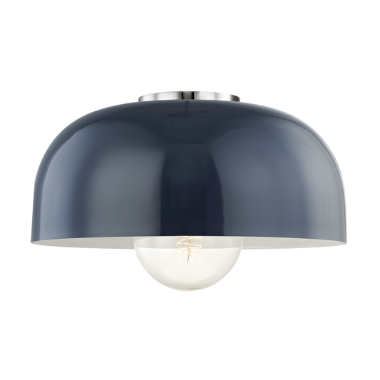 Avery Flush Mount - 1-Light - Polished Nickel/Navy - Mitzi H199501L-PN/NVY