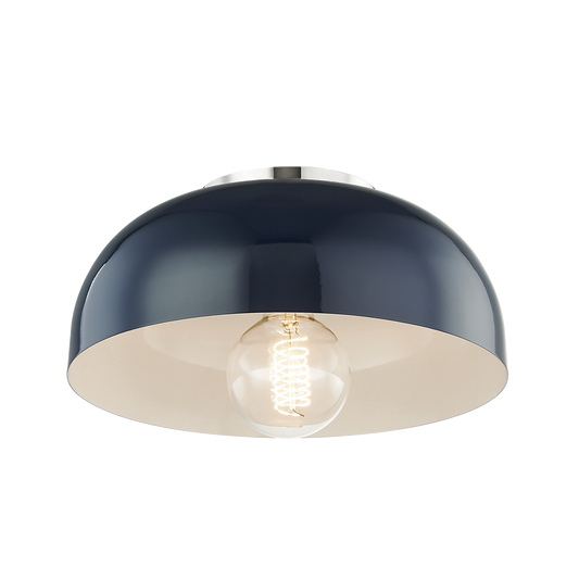 Avery Flush Mount - 1-Light - Polished Nickel/Navy - Mitzi H199501S-PN/NVY