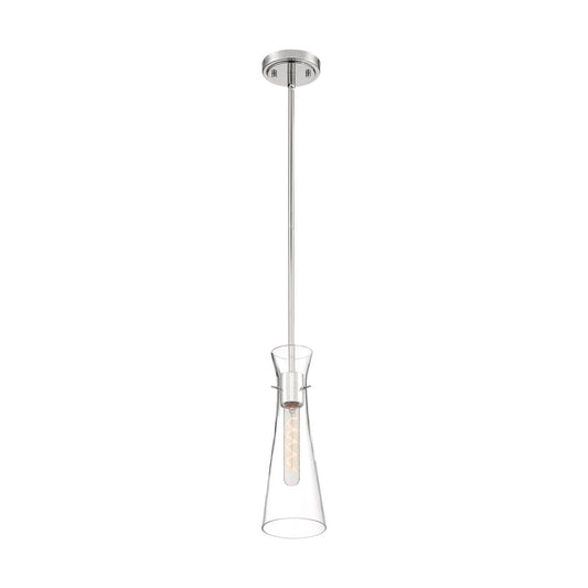 Bahari - 1 Light Mini Pendant with Clear Glass - Polished Nickel Finish - Satco 60-6868