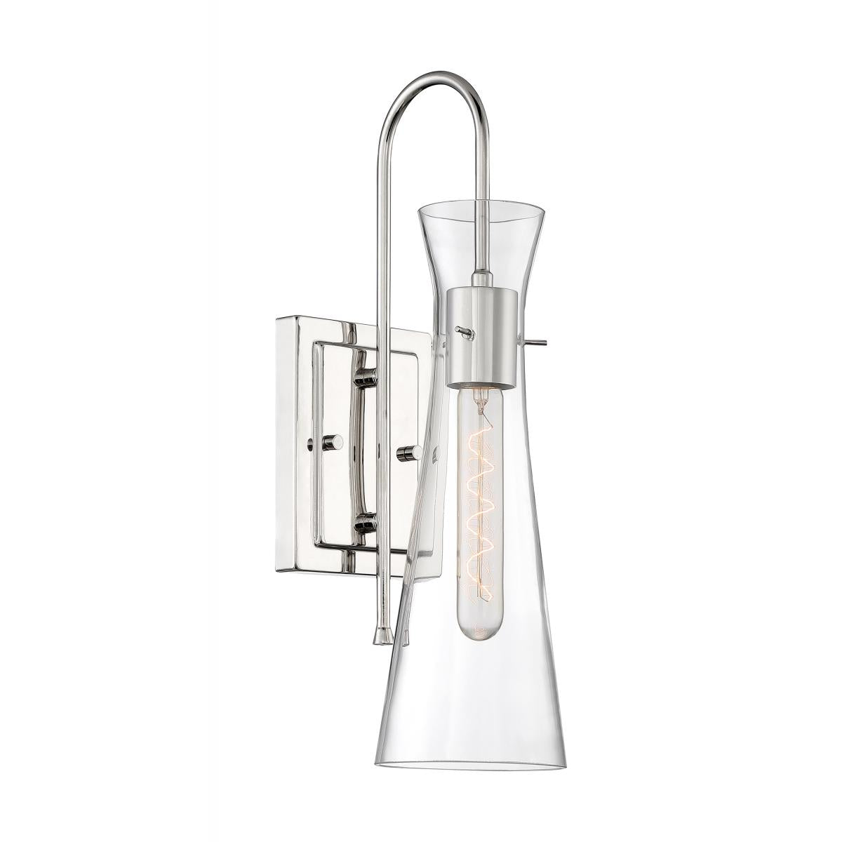 Bahari - 1 Light Sconce with Clear Glass - Polished Nickel Finish - Satco 60-6867