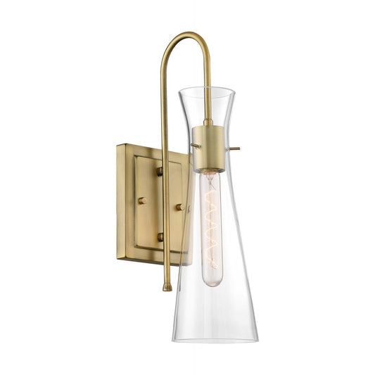 Bahari - 1 Light Sconce with Clear Glass - Vintage Brass Finish - Satco 60-6857