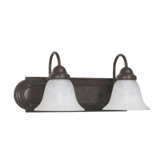 Ballerina - 2 Light 18" Vanity w/ Alabaster Glass Bell Shades - Old Bronze - Satco 60-324