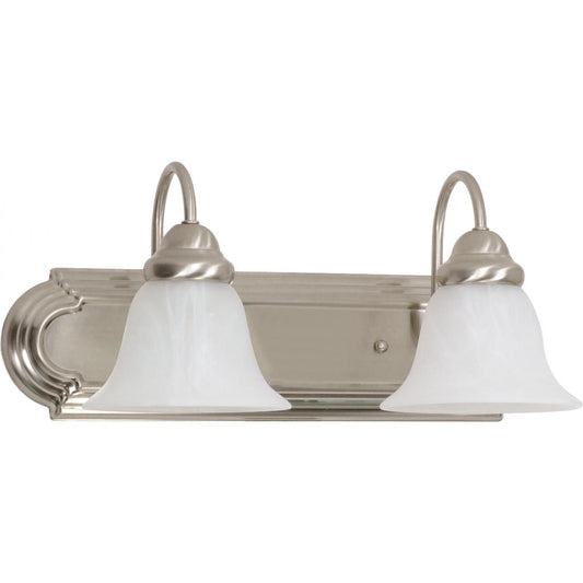 Ballerina - 2 Light 18" Vanity with Alabaster Glass - Brushed Nickel Finish - Satco 60-320