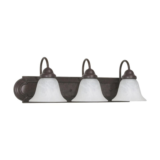 Ballerina - 3 Light 24" Vanity w/ Alabaster Glass Bell Shades - Old Bronze - Satco 60-325