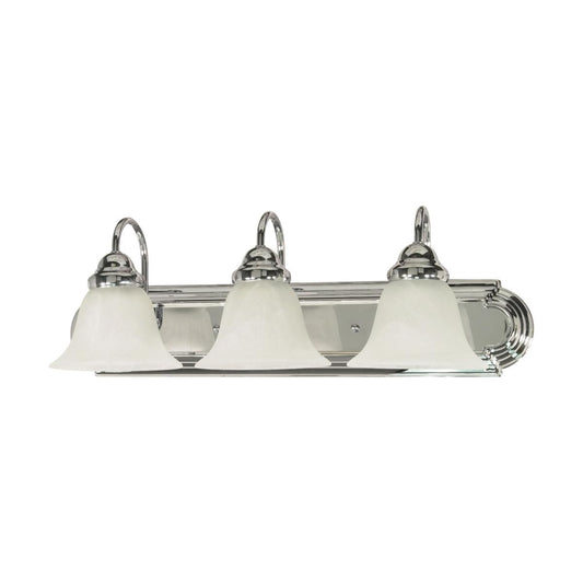 Ballerina - 3 Light 24" Vanity with Alabaster Glass - Polished Chrome Finish - Satco 60-317