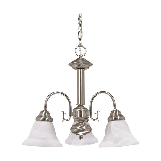 Ballerina - 3 Light Chandelier with Alabaster Glass - Brushed Nickel Finish