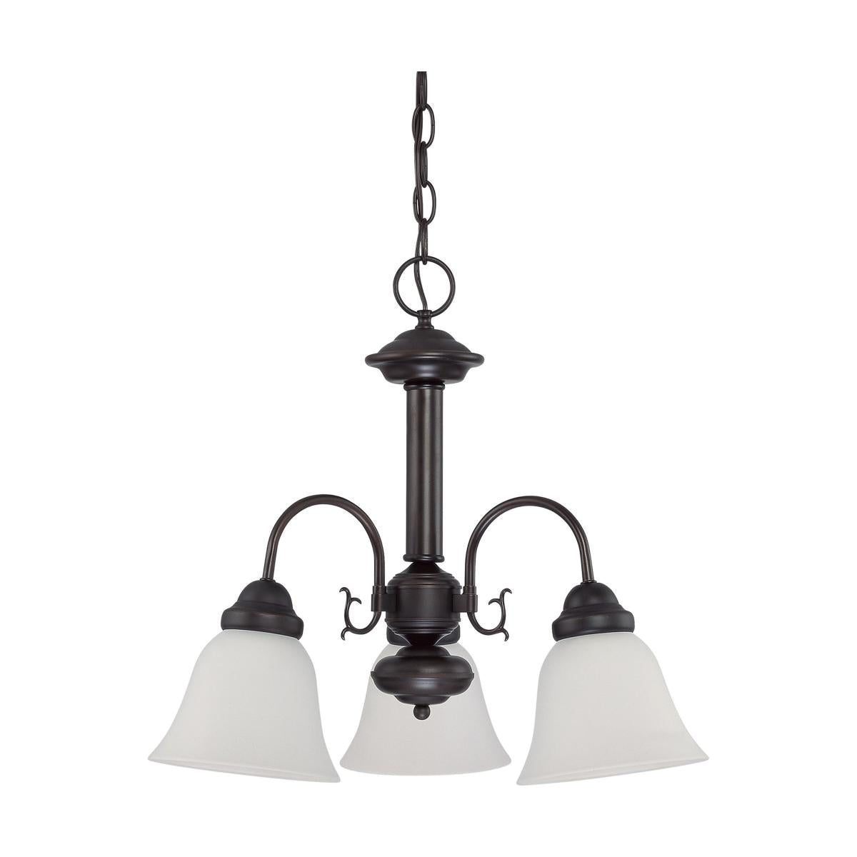 Ballerina - 3 Light Chandelier with Frosted White Glass - Mahogany Bronze Finish - Satco 60-3142