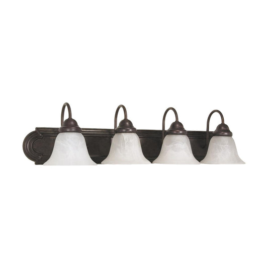 Ballerina - 4 Light 30" Vanity w/ Alabaster Glass Bell Shades - Old Bronze - Satco 60-326