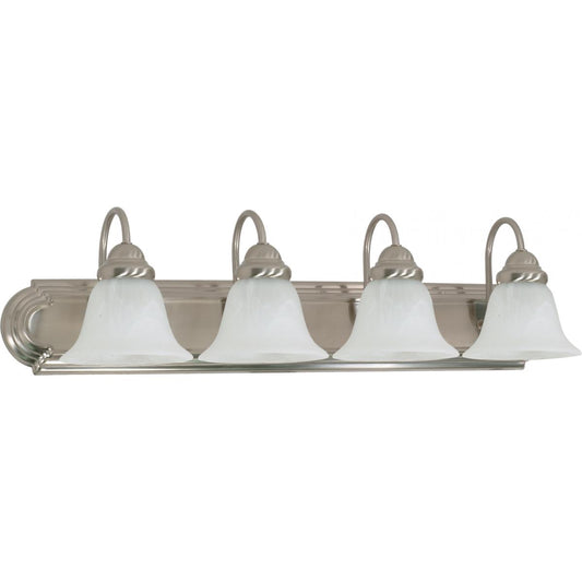 Ballerina - 4 Light 30" Vanity with Alabaster Glass - Brushed Nickel Finish - Satco 60-322