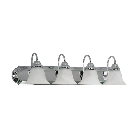 Ballerina - 4 Light 30" Vanity with Alabaster Glass - Polished Chrome Finish - Satco 60-318