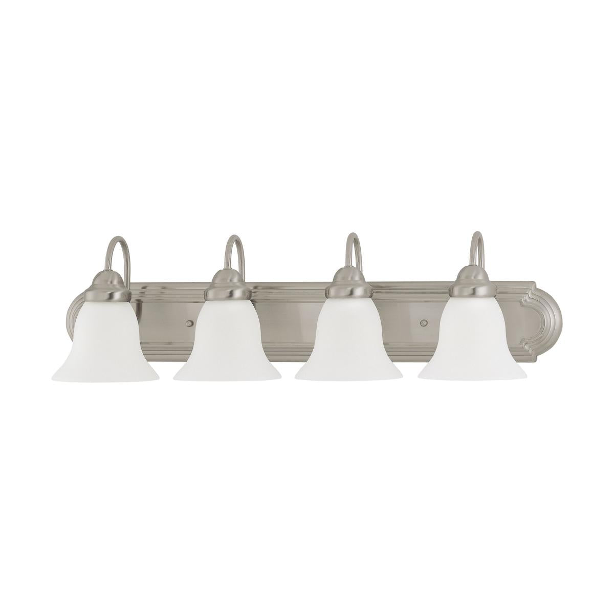 Ballerina - 4 Light 30" Vanity with Frosted White Glass - Brushed Nickel Finish - Satco 60-3281