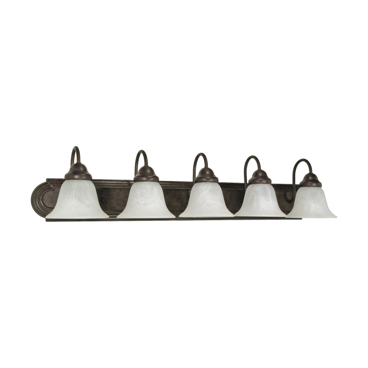 Ballerina - 5 Light 36" Vanity w/ Alabaster Glass Bell Shades - Old Bronze - Satco 60-327