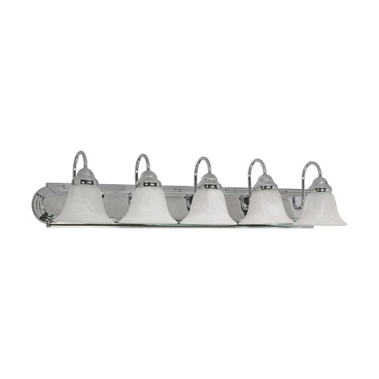 Ballerina - 5 Light 36" Vanity with Alabaster Glass - Polished Chrome Finish - Satco 60-319