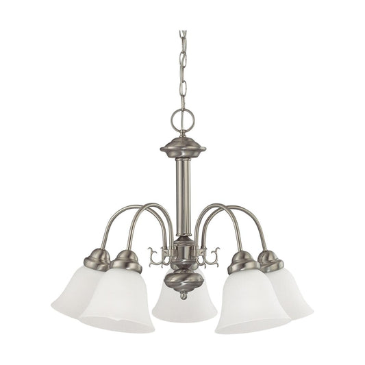 Ballerina - 5 Light Chandelier with Frosted White Glass - Brushed Nickel Finish - Satco 60-3240
