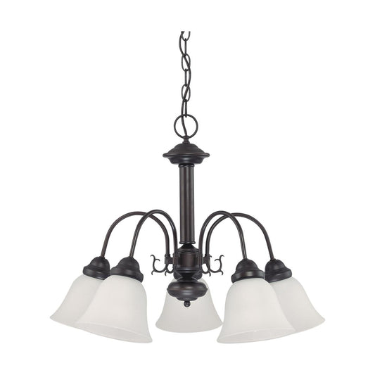Ballerina - 5 Light Chandelier with Frosted White Glass - Mahogany Bronze Finish - Satco 60-3141