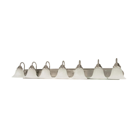 Ballerina - 7 Light 48" Vanity with Alabaster Glass - Brushed Nickel Finish - Satco 60-291