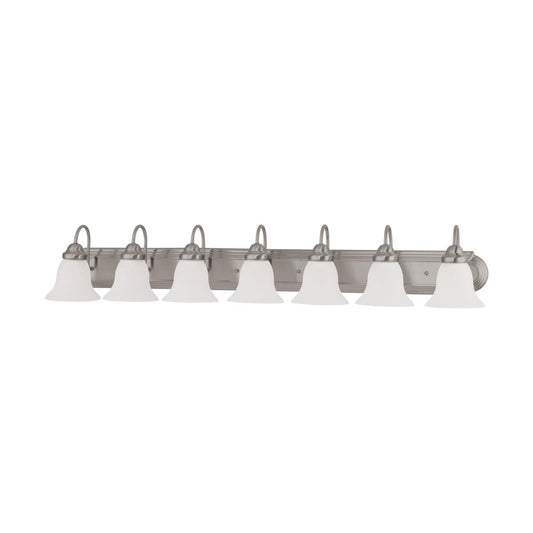 Ballerina - 7 Light 48" Vanity with Frosted White Glass - Brushed Nickel Finish - Satco 60-3283