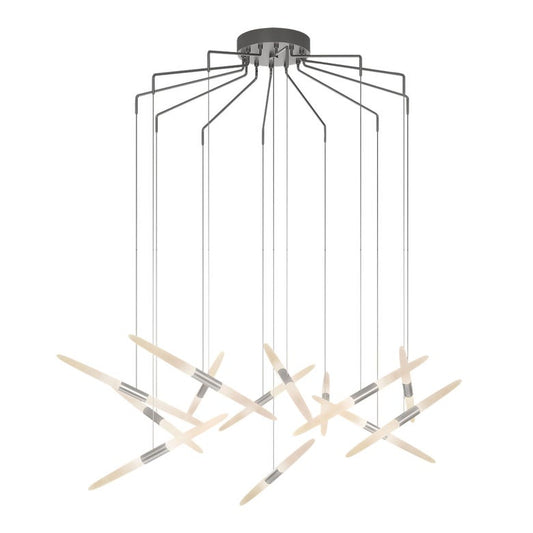 Ballet 13-Light LED Chandelier - Bright Satin Aluminum - Spreader Shape - 10' Cord by SONNEMAN