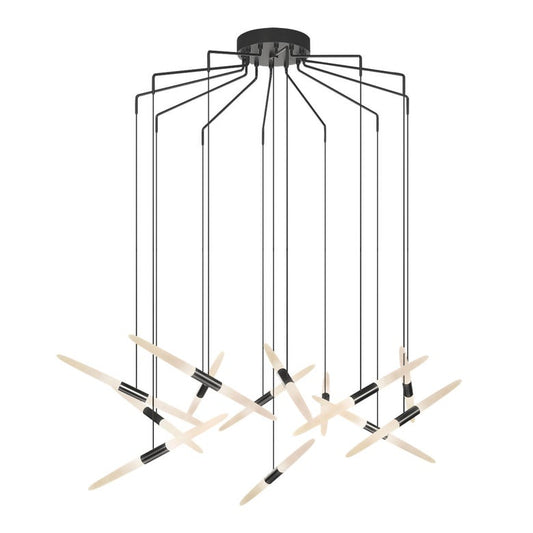 Ballet 13-Light LED Chandelier - Satin Black - Spreader Shape - 10' Cord by SONNEMAN