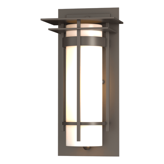 Banded with Top Plate Small Outdoor Sconce - Coastal Dark Smoke by Hubbardton Forge