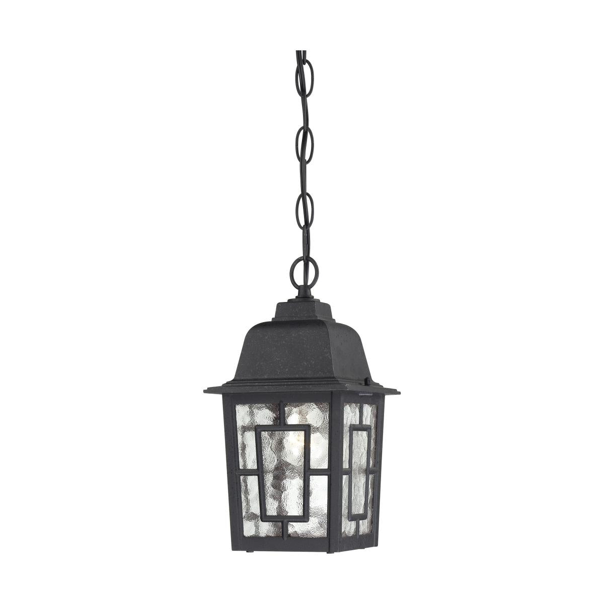 Banyan - 1 Light 11" Hanging Lantern with Clear Water Glass - Textured Black Finish - Satco 60-4933