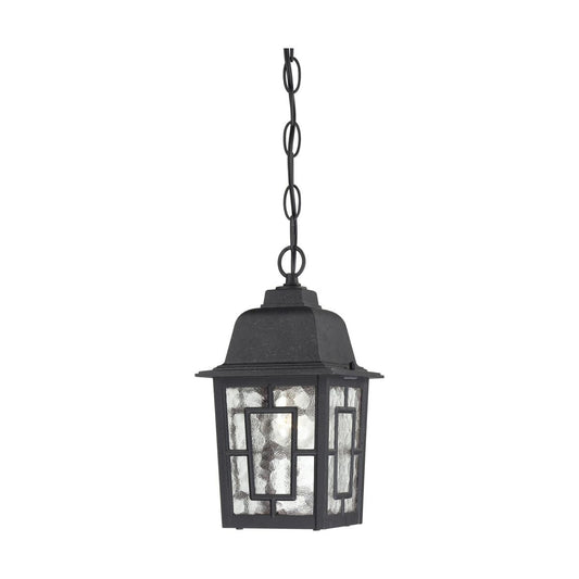 Banyan - 1 Light 11" Hanging Lantern with Clear Water Glass - Textured Black Finish - Satco 60-4933