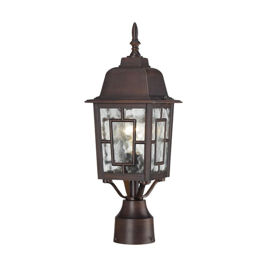 Banyan - 1 Light 17" Post Lantern with Clear Water Glass - Rustic Bronze Finish - Satco 60-4928
