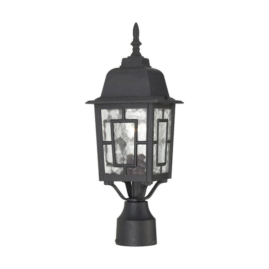Banyan - 1 Light 17" Post Lantern with Clear Water Glass - Textured Black Finish - Satco 60-4929