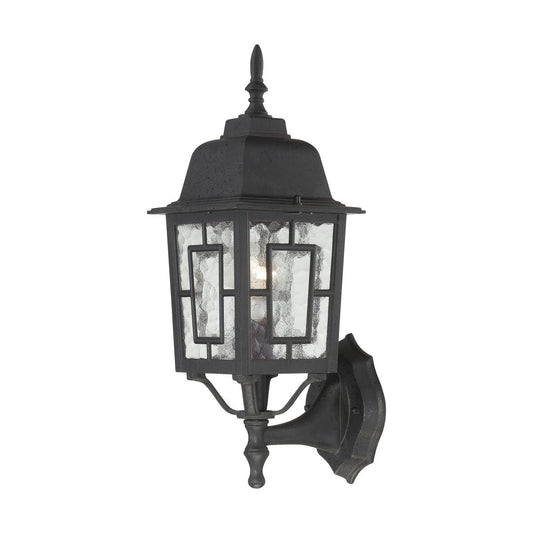 Banyan - 1 Light 17" Wall Lantern with Clear Water Glass - Textured Black Finish - Satco 60-4926