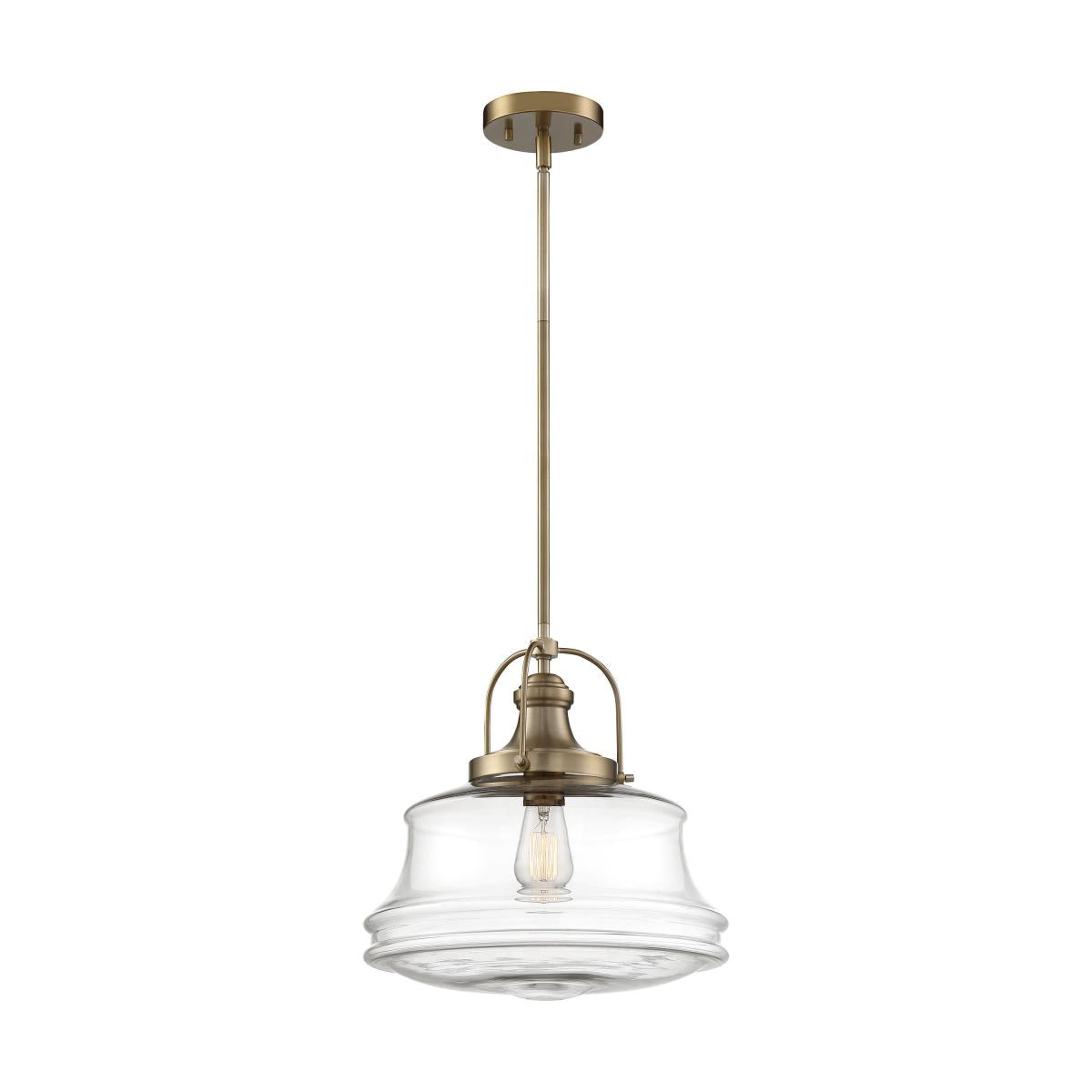 Basel - 1 Light Pendant - with Clear Glass - Burnished Brass Finish - Satco 60-6757