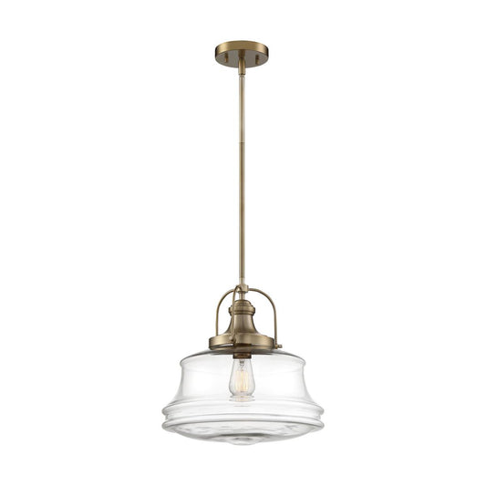 Basel - 1 Light Pendant - with Clear Glass - Burnished Brass Finish - Satco 60-6757