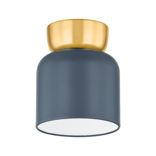 Batya Flush Mount - 1-Light - Aged Brass/Slate Blue - Mitzi H890501S-AGB/SBL