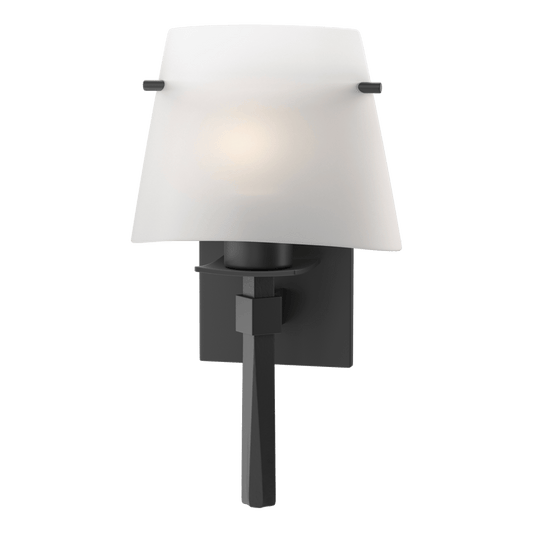 Beacon Hall Half Cone Glass Sconce - Black - Opal Glass by Hubbardton Forge