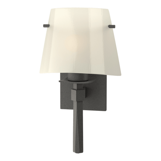 Beacon Hall Half Cone Glass Sconce - Natural Iron - Ivory Art Glass by Hubbardton Forge