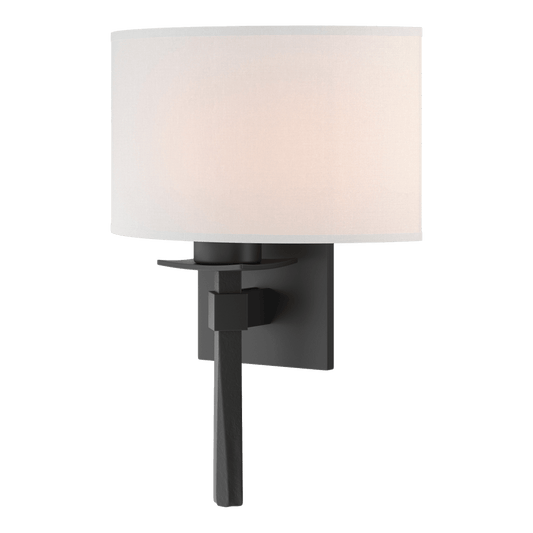 Beacon Hall Half Drum Shade Sconce - Black - Natural Anna Shade by Hubbardton Forge
