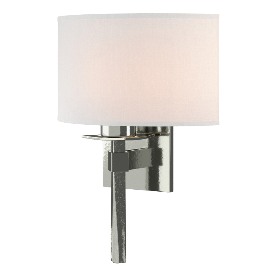 Beacon Hall Half Drum Shade Sconce - Sterling - Natural Anna Shade by Hubbardton Forge