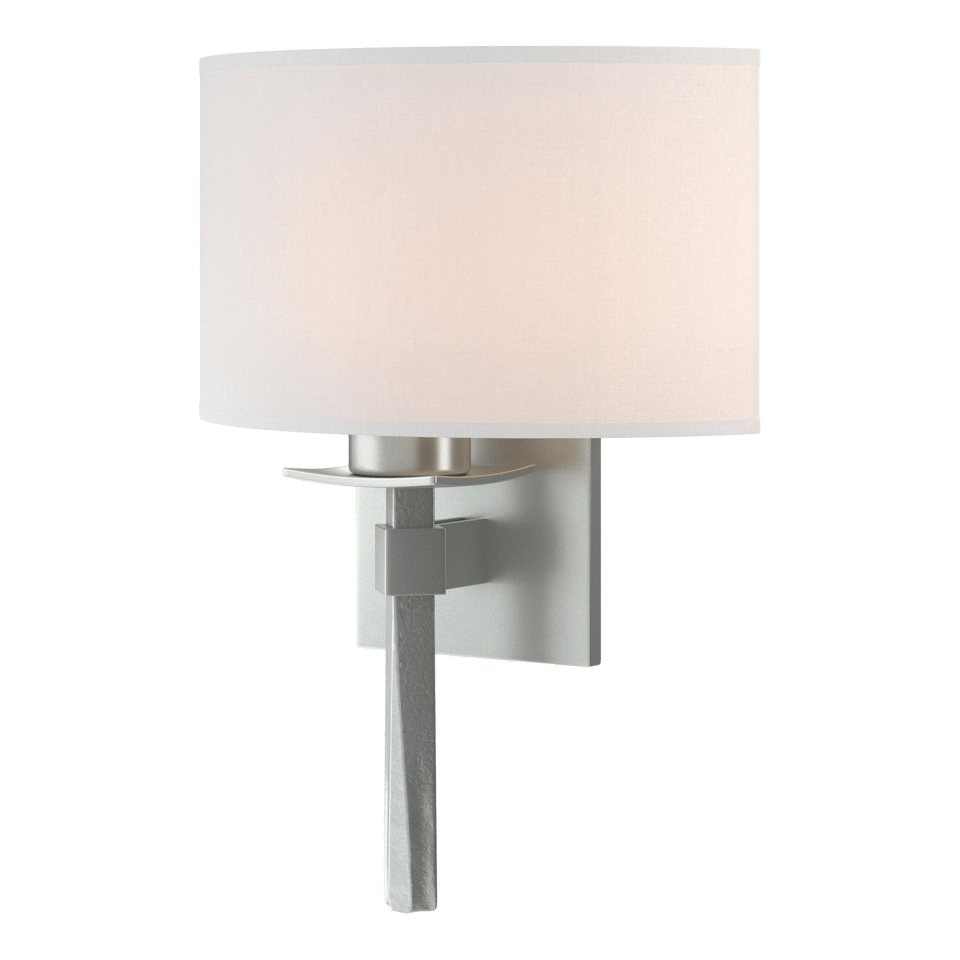 Beacon Hall Half Drum Shade Sconce - Vintage Platinum - Natural Anna Shade by Hubbardton Forge