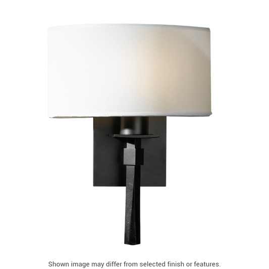 Beacon Hall Half Drum Shade Sconce - White - Natural Anna Shade by Hubbardton Forge