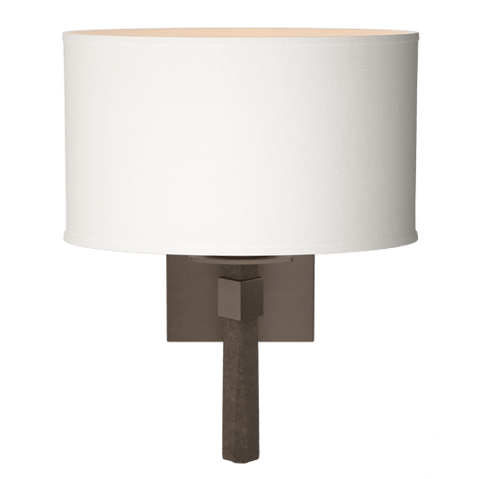 Beacon Hall Oval Drum Shade Sconce - Bronze - Natural Anna Shade by Hubbardton Forge