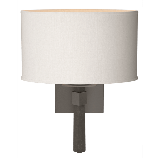 Beacon Hall Oval Drum Shade Sconce - Dark Smoke - Flax Shade by Hubbardton Forge