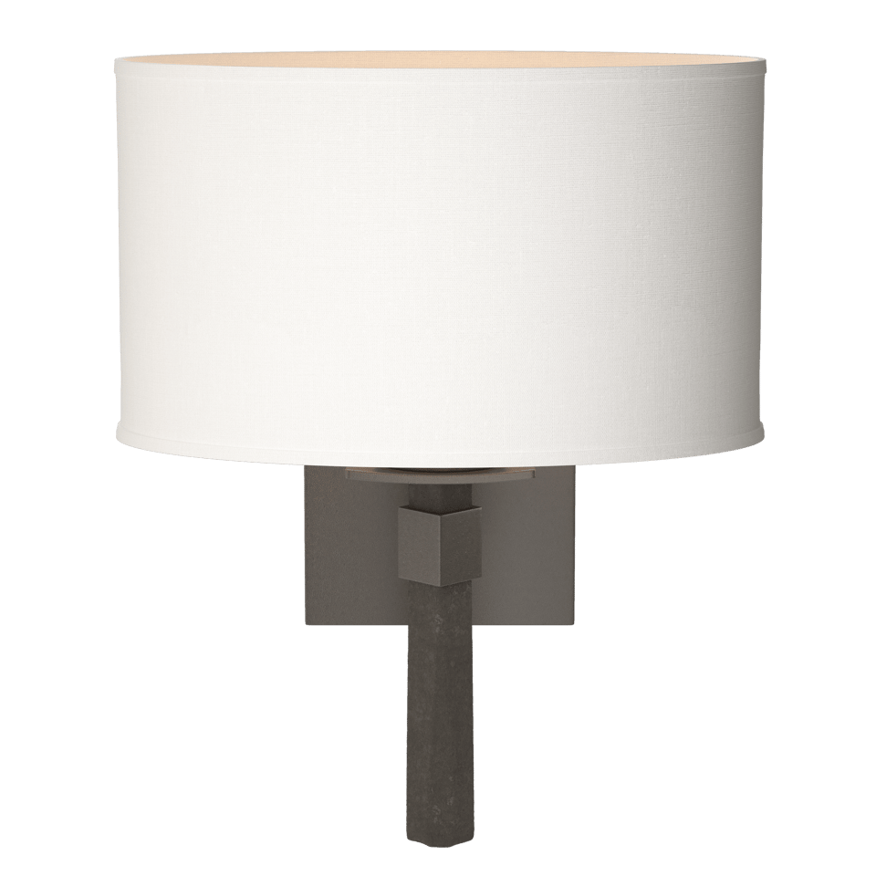 Beacon Hall Oval Drum Shade Sconce - Dark Smoke - Natural Anna Shade by Hubbardton Forge