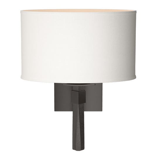 Beacon Hall Oval Drum Shade Sconce - Oil Rubbed Bronze - Natural Anna Shade by Hubbardton Forge